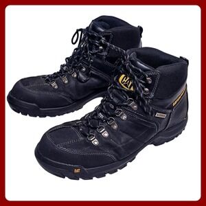 Caterpillar Threshold Waterproof‎ Steel Toe Work Boots Mens 10.5 Black Leather